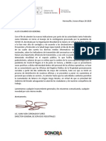 Comunicado Cierre Temporal Registro Público de la Propiedad Sonora