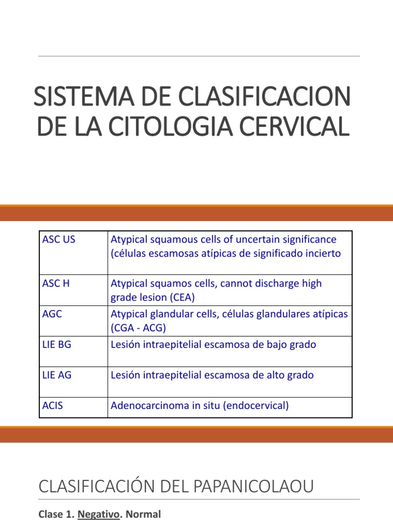 Unidad 6. Sistema de Clasificacion de La Citologia Cervical | PDF ...