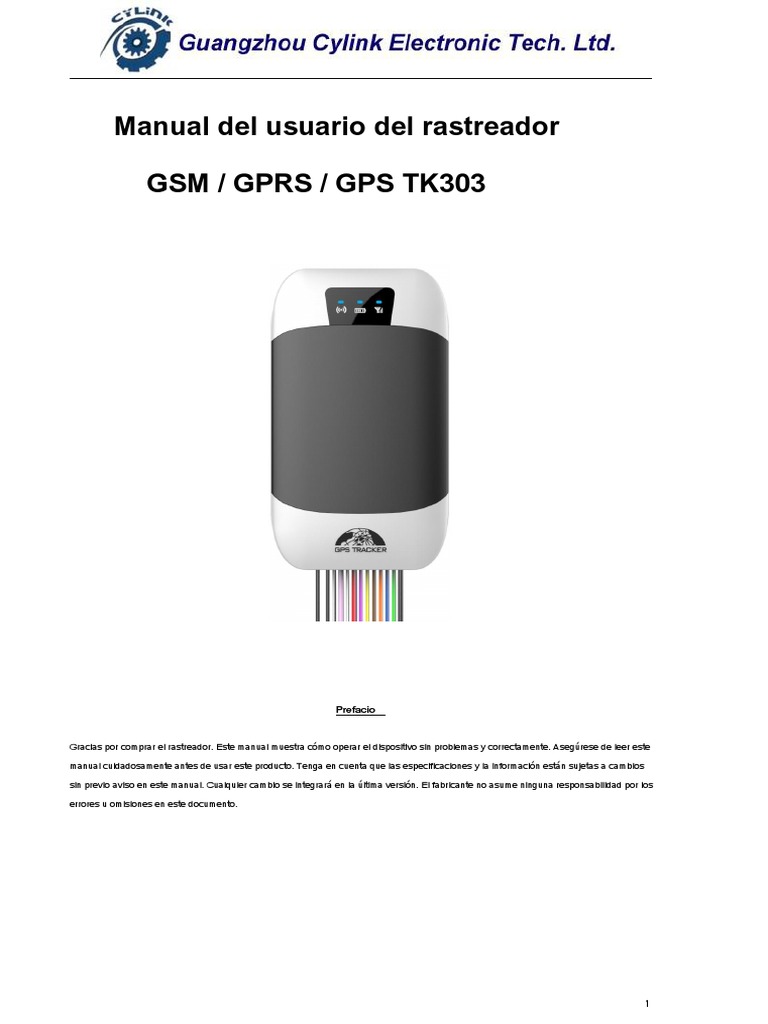Manual del usuario del rastreador Gsm / Gprs / Gps Tk303 Prefacio