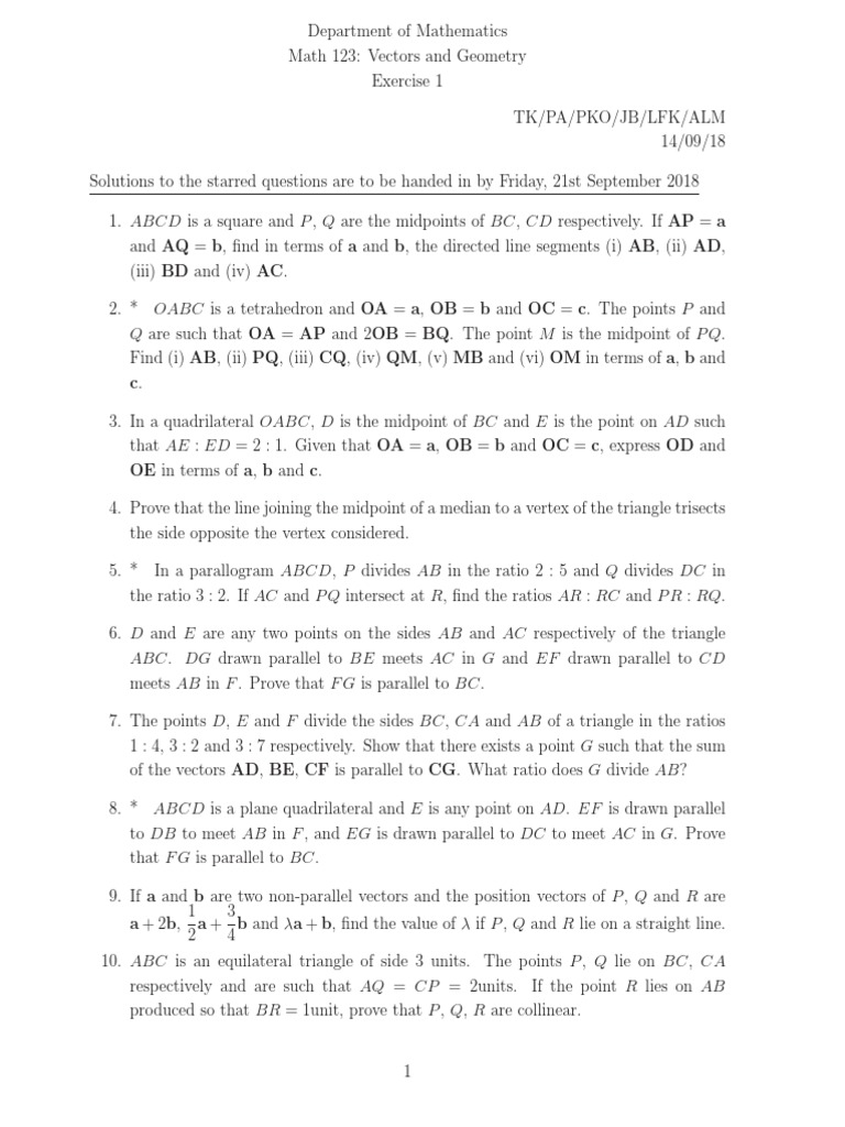 Math 123 Exercises 1 18 19 Geometric Shapes Euclid