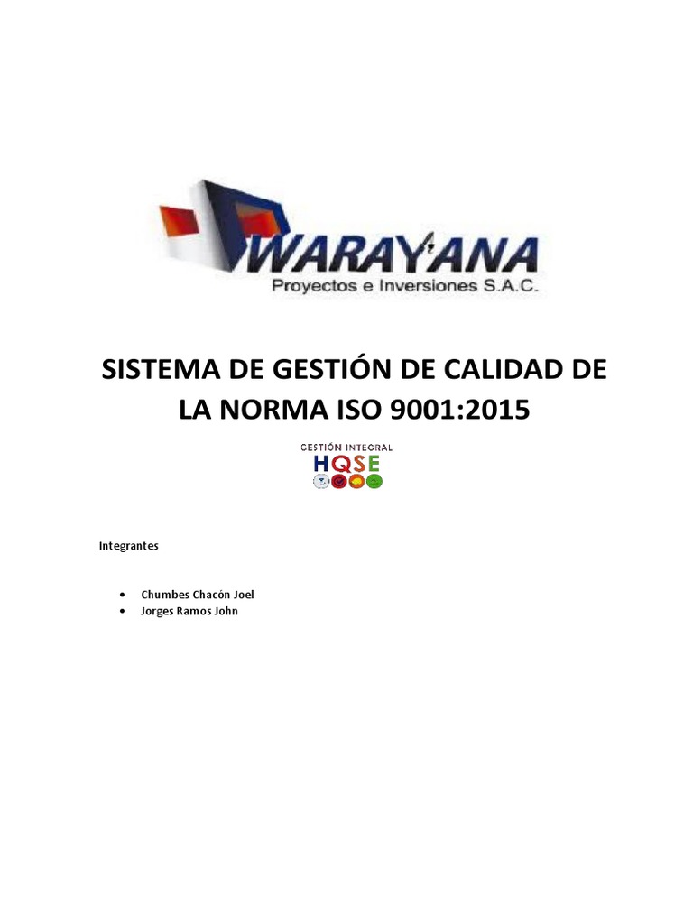 Sistema de Gestión de Calidad de La Norma Iso 9001 | PDF | Calidad ...