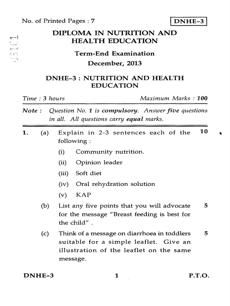 Dnhe Diploma In Nutrition And Health Education Syllabus