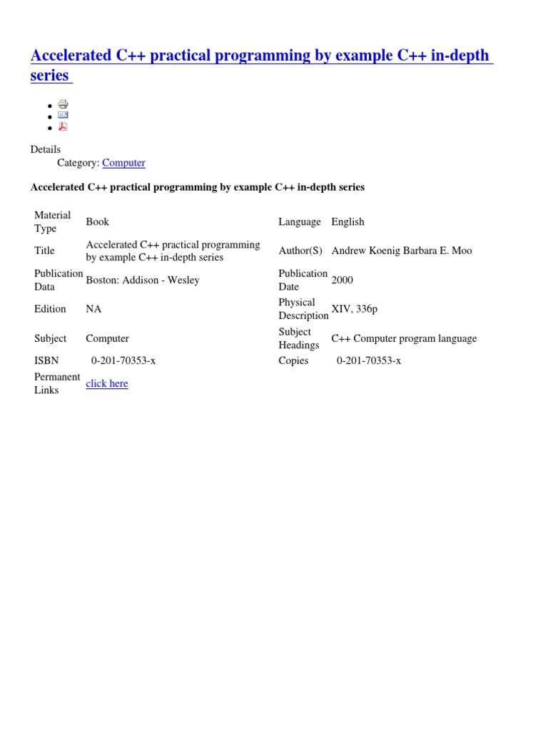 Accelerated C++ Practical Programming by Example C++ In-Depth Series ...