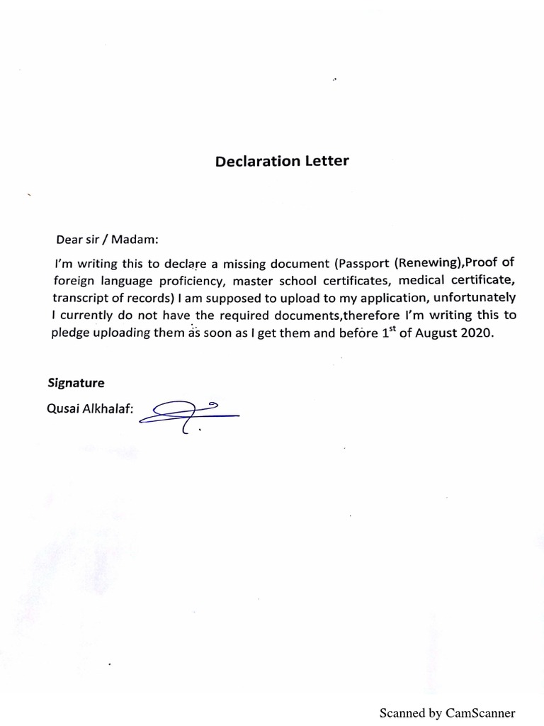 Declaration Letter | PDF