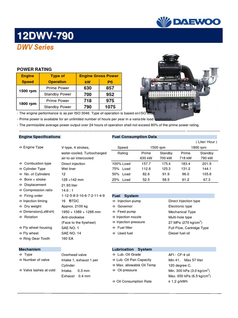 DWV Series Power Rating PDF Engines Vehicles