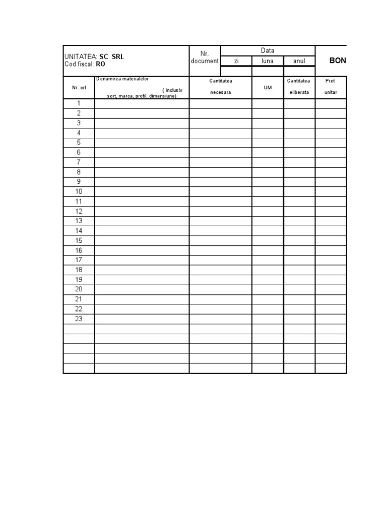 Model Bon Consum | PDF