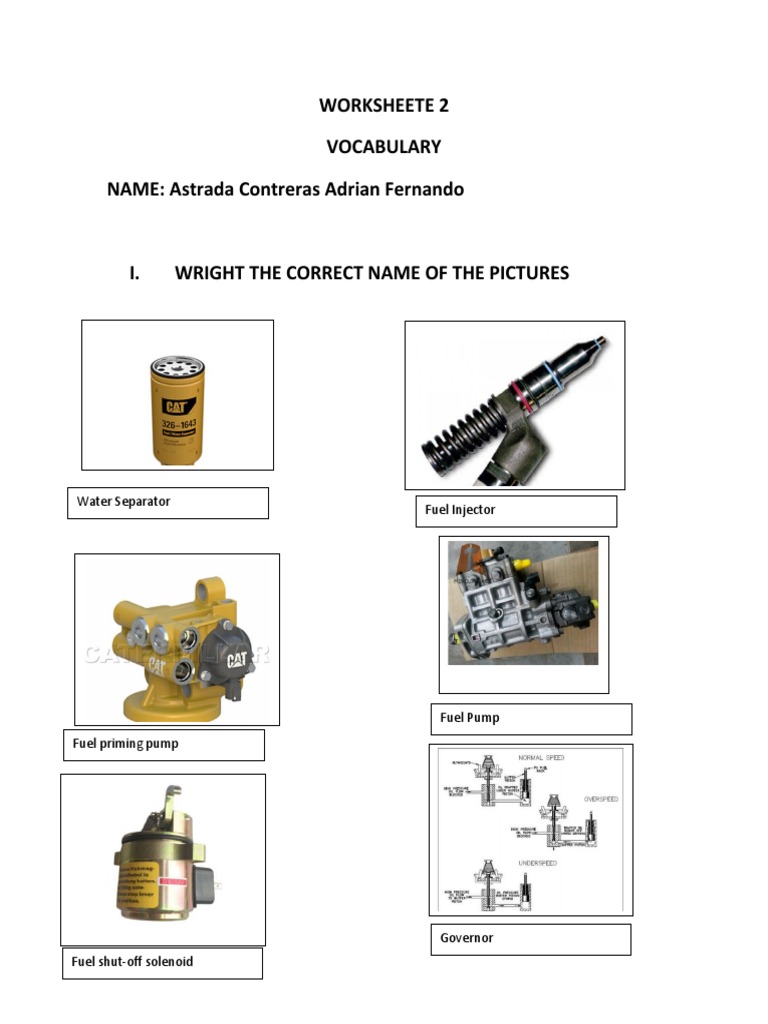 Diesel Engine Component Vocabulary Worksheet | PDF | Home & Garden