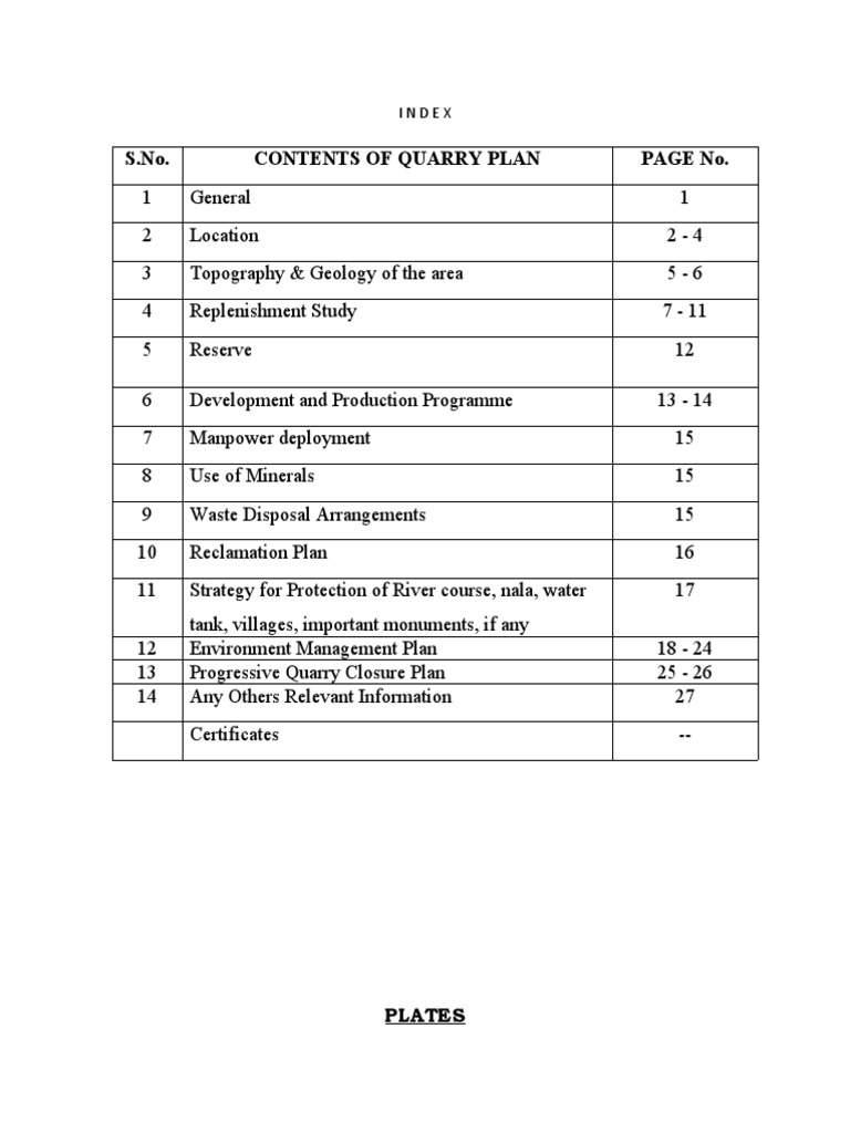Comprehensive Quarry Plan Overview | PDF