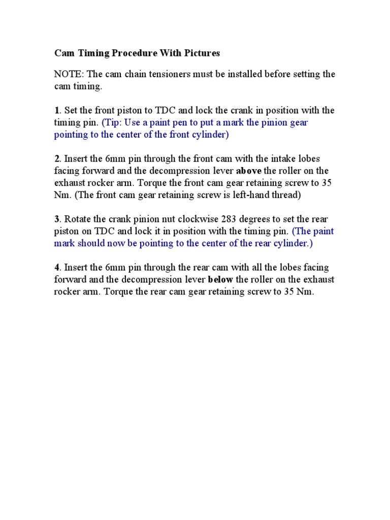 Cam Timing Procedure APRILIA SXVRXV PDF