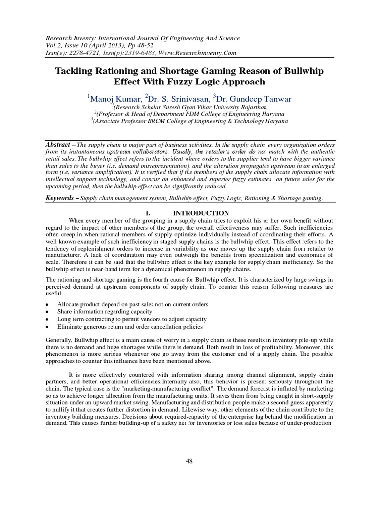 Tackling Rationing and Shortage Gaming Reason of Bullwhip Effect With