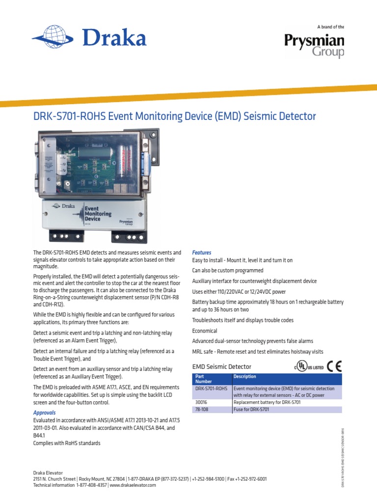 Seismic Monitoring Device for Elevators | PDF | Relay | Elevator