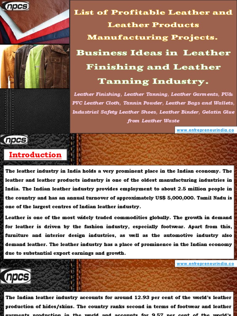 List of Profitable Leather and Leather Products Manufacturing Projects