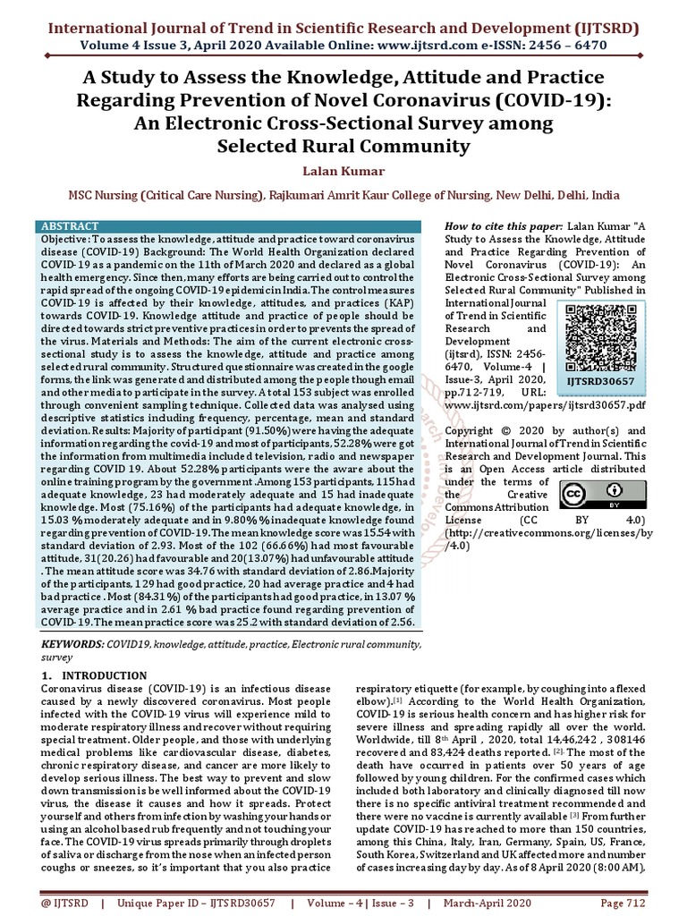 A Study To Assess The Knowledge, Attitude and Practice Regarding ...