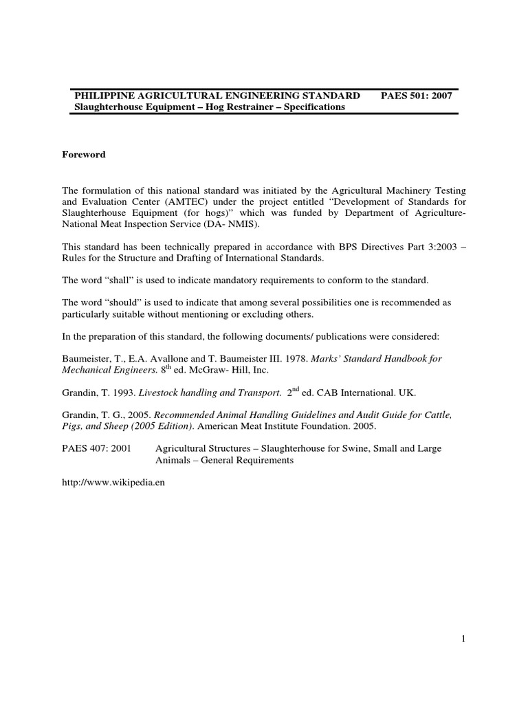 Hog Restrainer Specifications Standard | PDF | Slaughterhouse | Valve