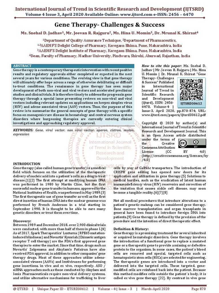 Gene Therapy Challenges and Success | PDF | Operon | Gene Therapy
