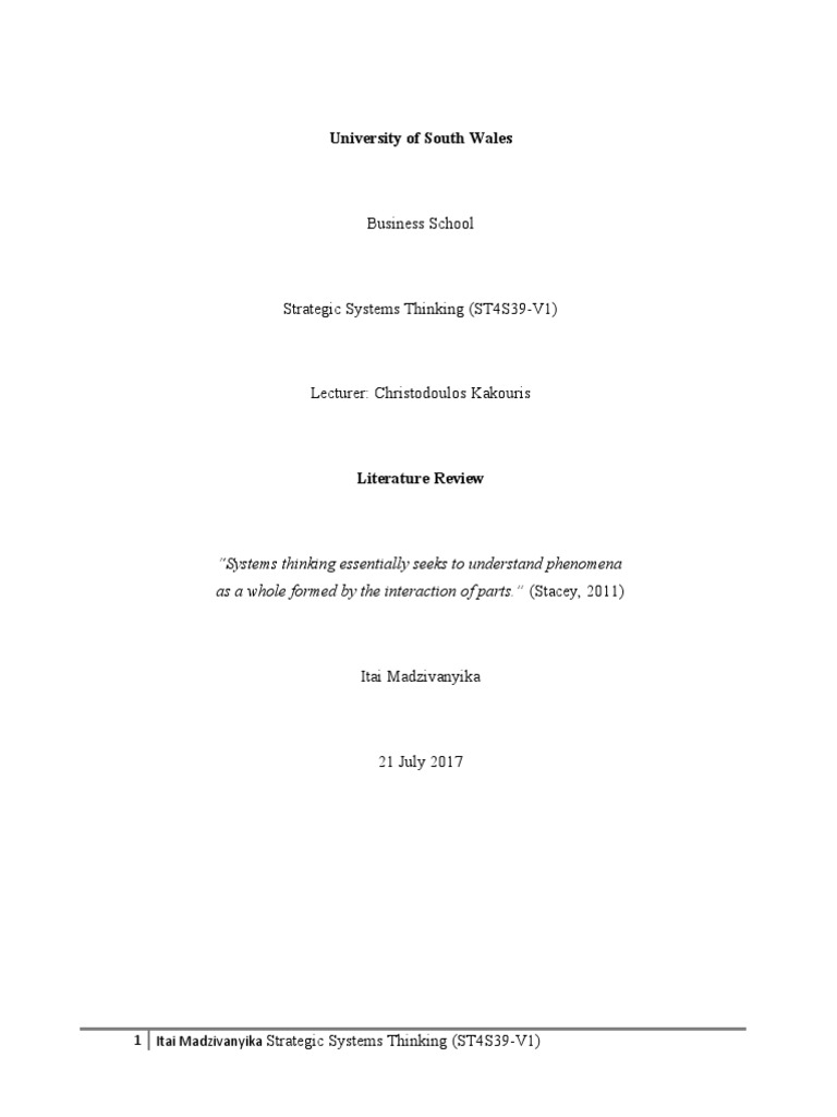 Strategic Systems Thinking Pdf Strategic Planning System