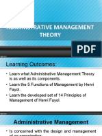 Administrative Management Theory: Fayol's 5 Functions and 14 Principles
