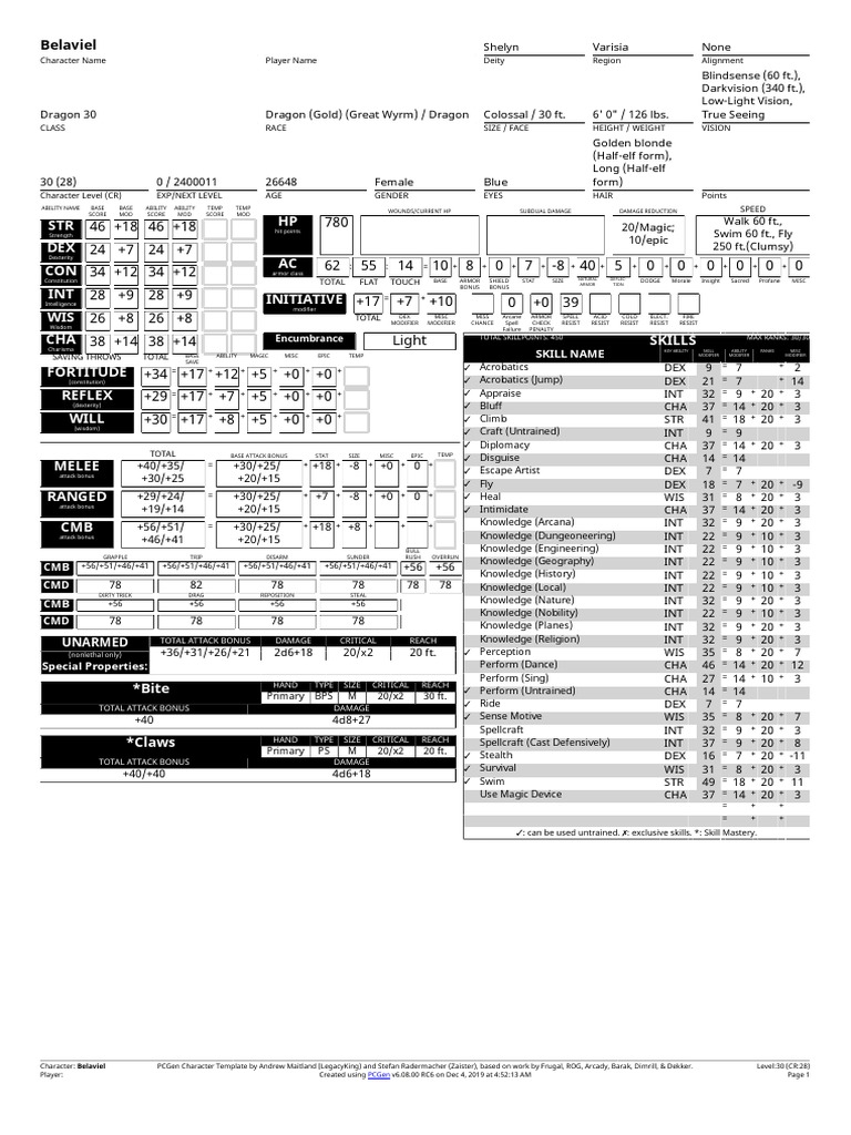 HP AC Initiative STR DEX CON INT WIS CHA Fortitude Reflex Will Melee ...