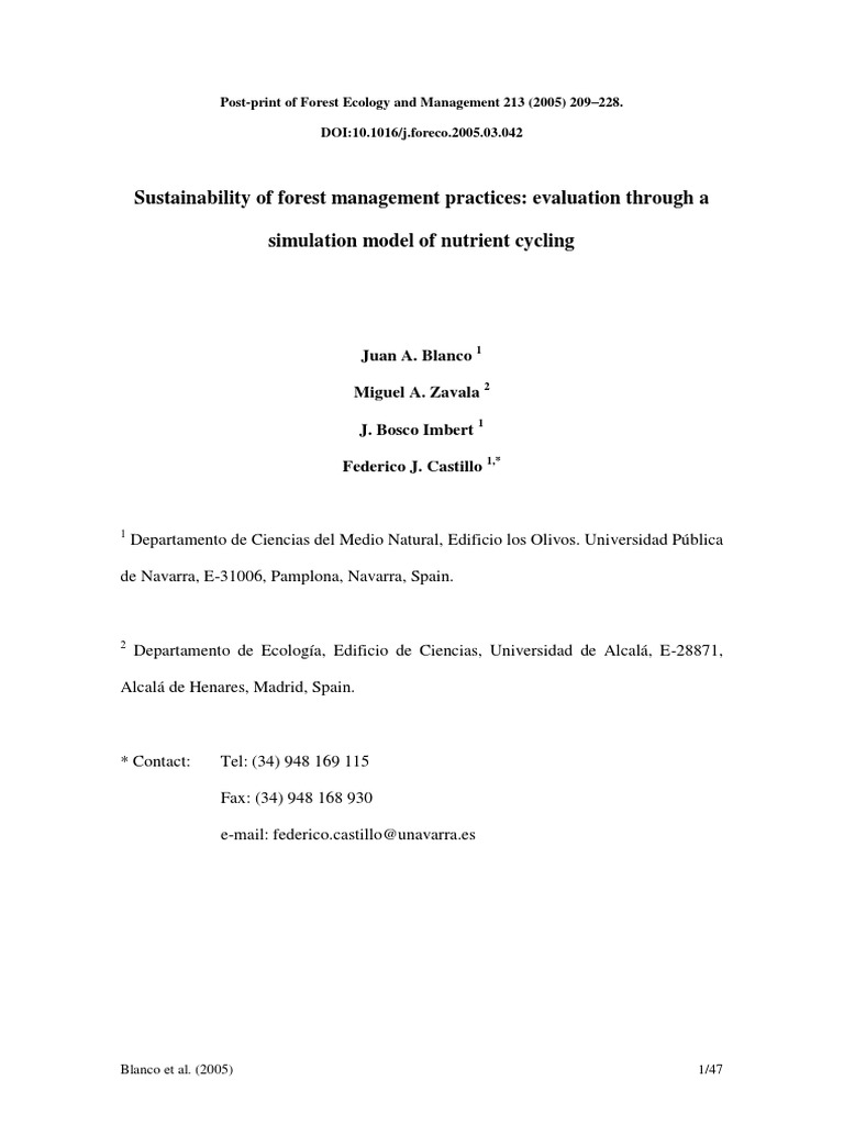 Evaluating Forest Management Sustainability | PDF | Sensitivity ...