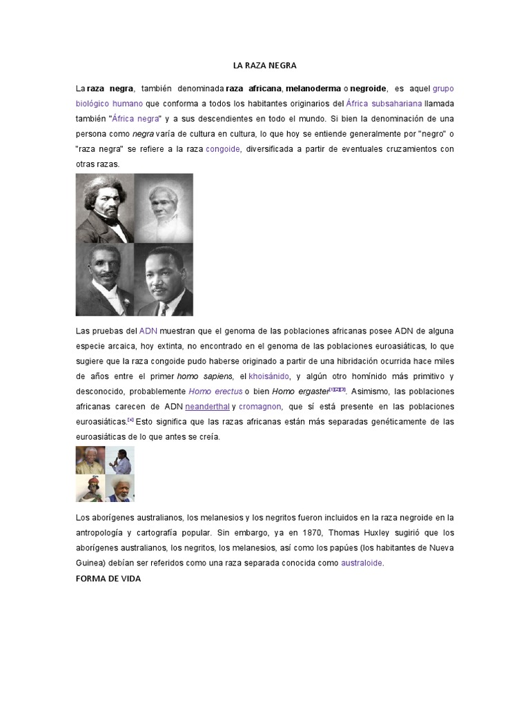 Orígenes y características de la raza negra | PDF | Raza ...