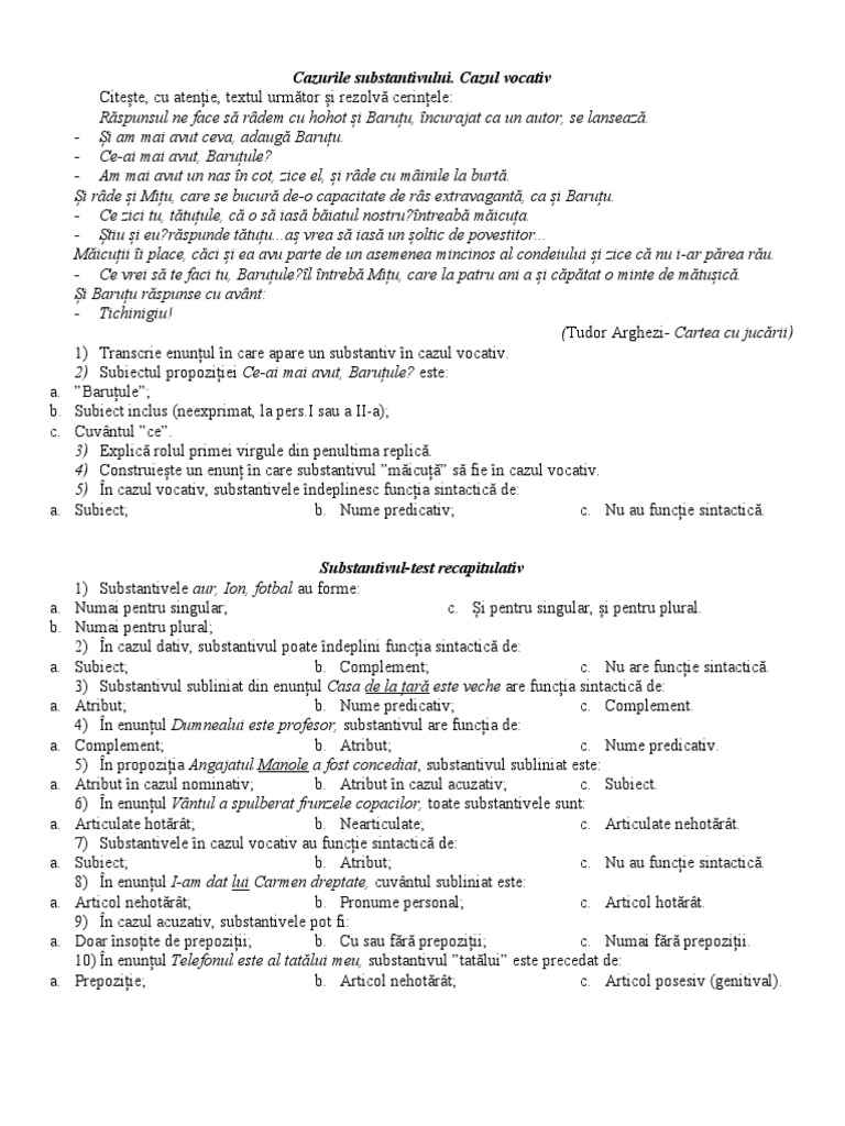 Cazul Vocativ | PDF