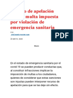 Apelación Contra Multa Impuesta Por Violación de Emergencia Sanitaria