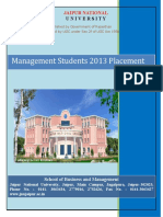 JNU MBA 2013 Placement Report