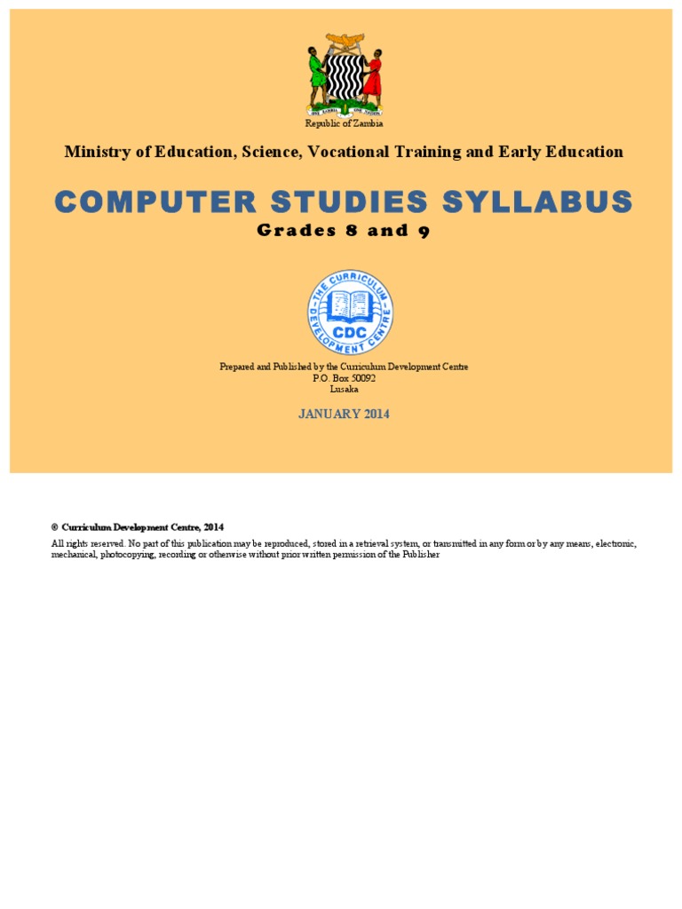 Computer Studies Syllabus Grades 8 and 9 PDF | PDF | Spreadsheet ...