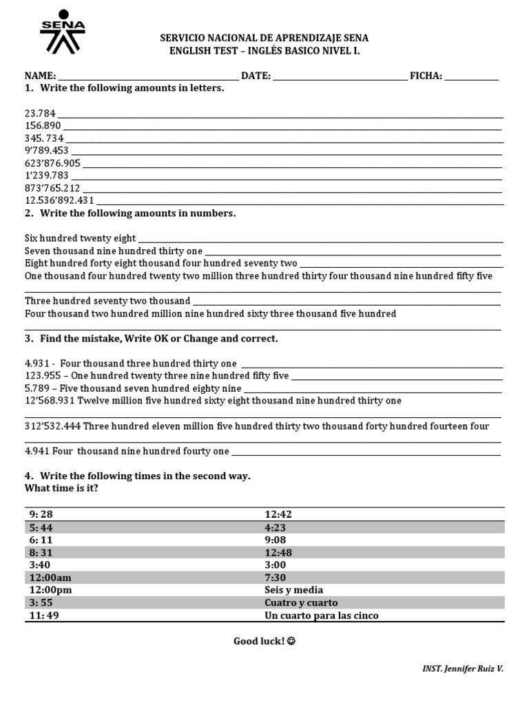 Numbers And Time