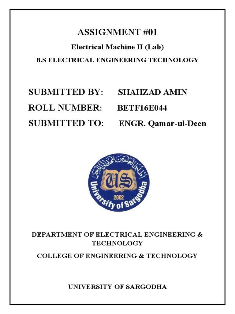 Electrical Machine II Lab Assignment | PDF