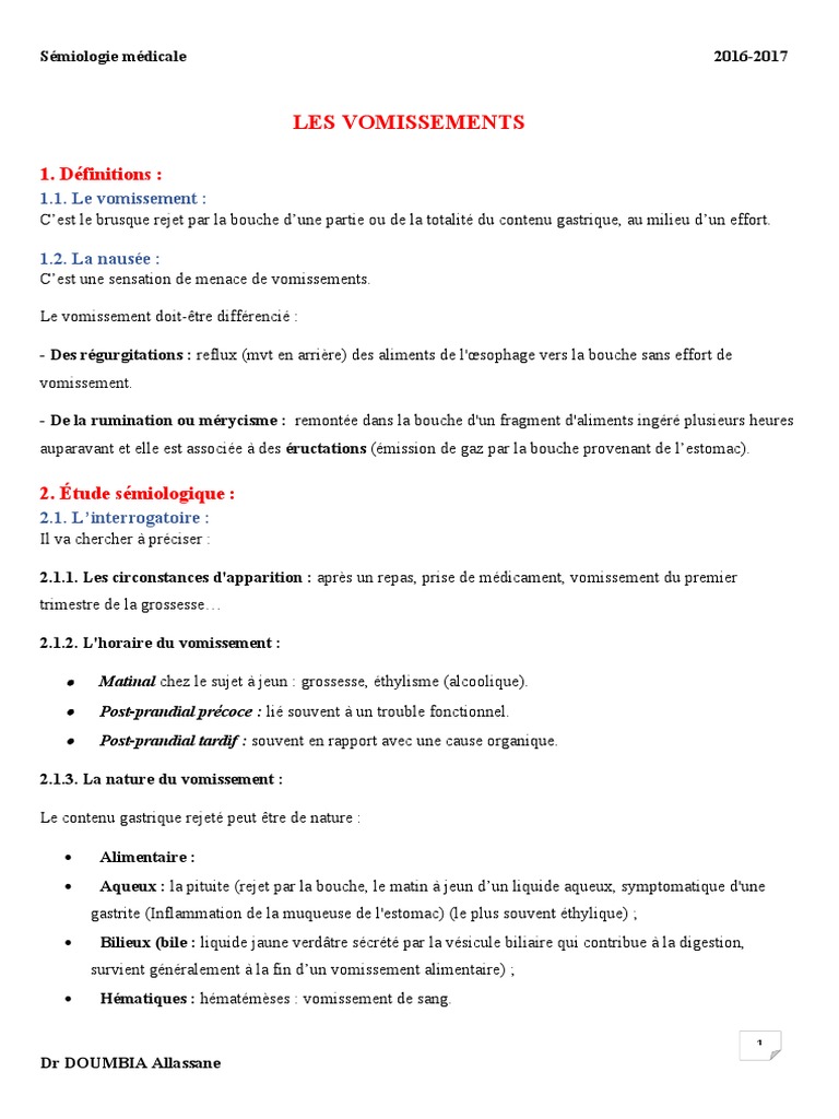 Lecon3 Les Vomissments Pdf Vomissement Estomac