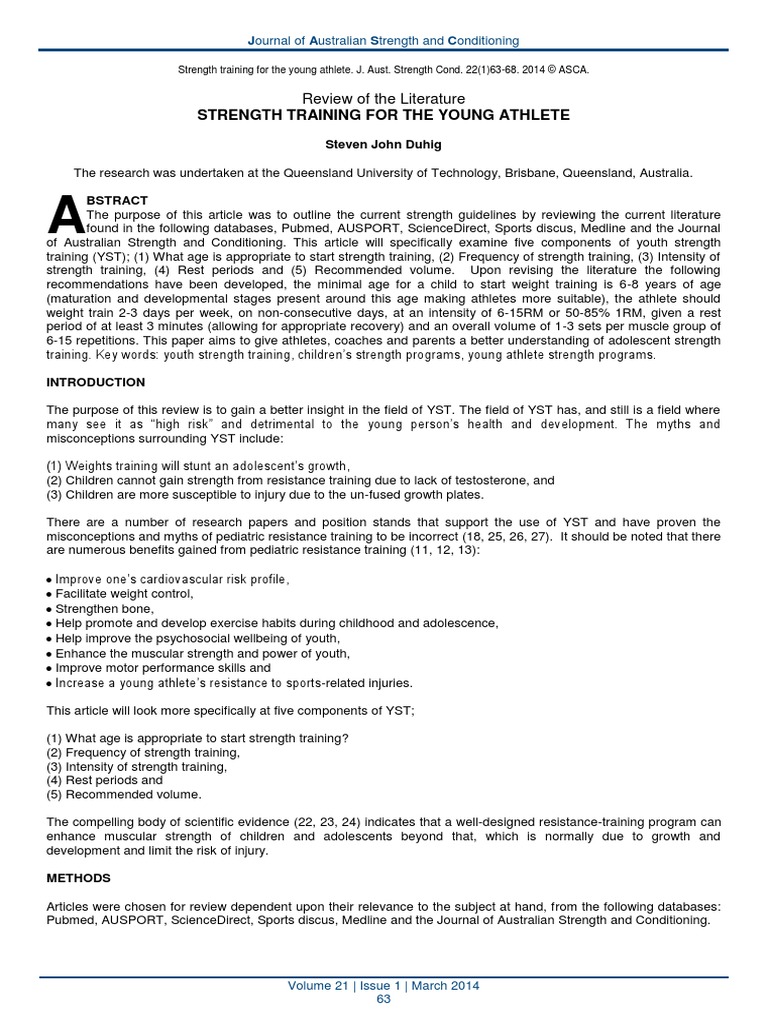 1 Strength Training For The Yound Athlete | PDF | Strength Training ...