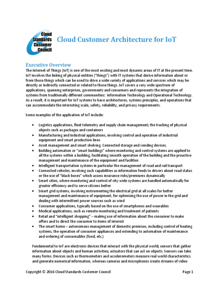 Cloud Customer Architecture For Iot: Executive Overview | PDF ...