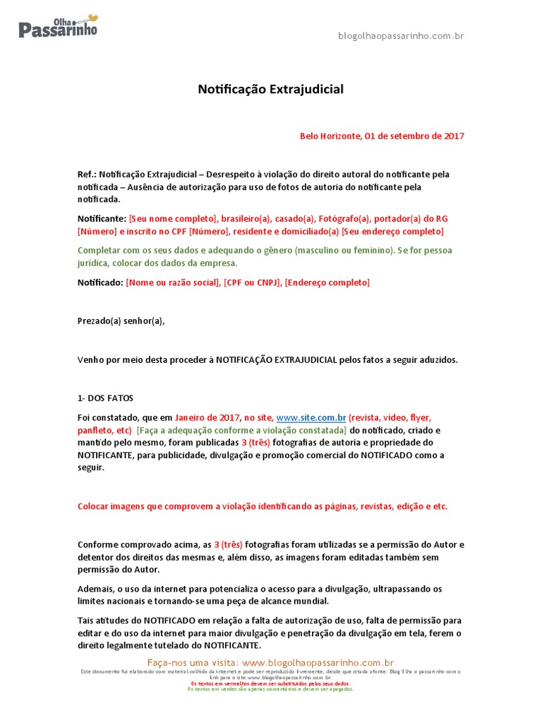 Notificação Extrajudicial de Direitos Autorais | PDF | Direitos ...