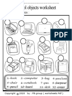 School Objects Worksheet: Label The Pictures