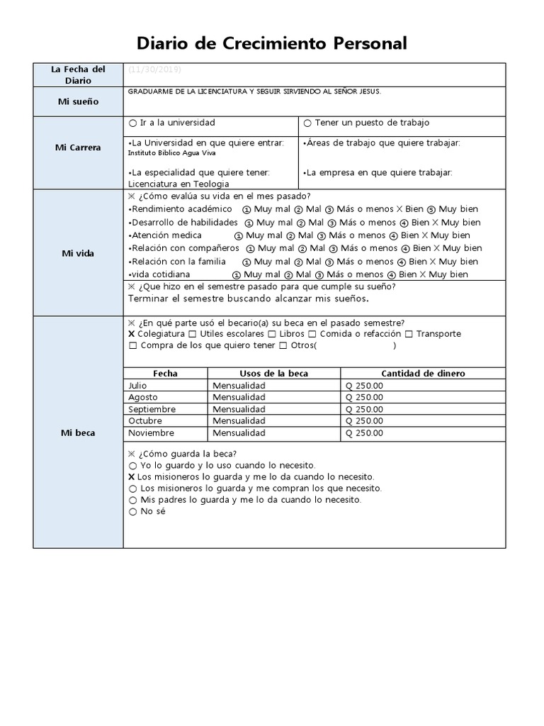 Diario de Crecimiento Personal 2p 3 | PDF | Relaciones personales ...