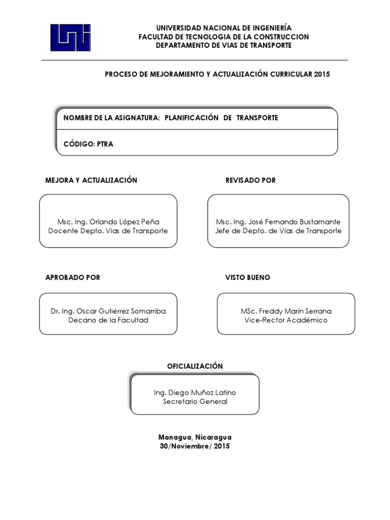 Planificación de Transporte en Nicaragua | PDF | Transporte | Prueba ...