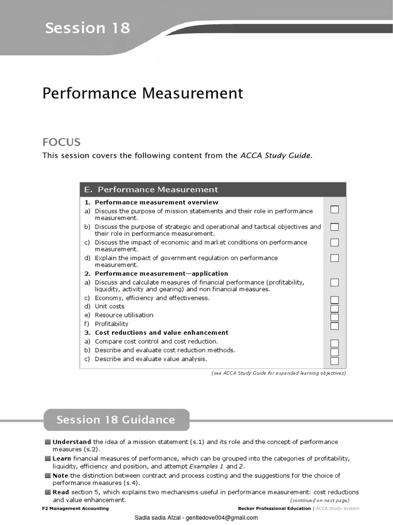 F2-18 Performance Measurement | PDF | Leverage (Finance) | Revenue