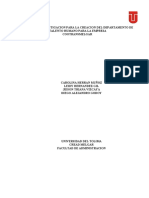 Trabajo de Investigacion para La Creacion Del Departamento de Gestion y Talento Humano para La Empresa Regional Cootransmelgar