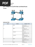 ACTIVIDAD 3 - Configure IPv4 and IPv6 Static and Default Routes