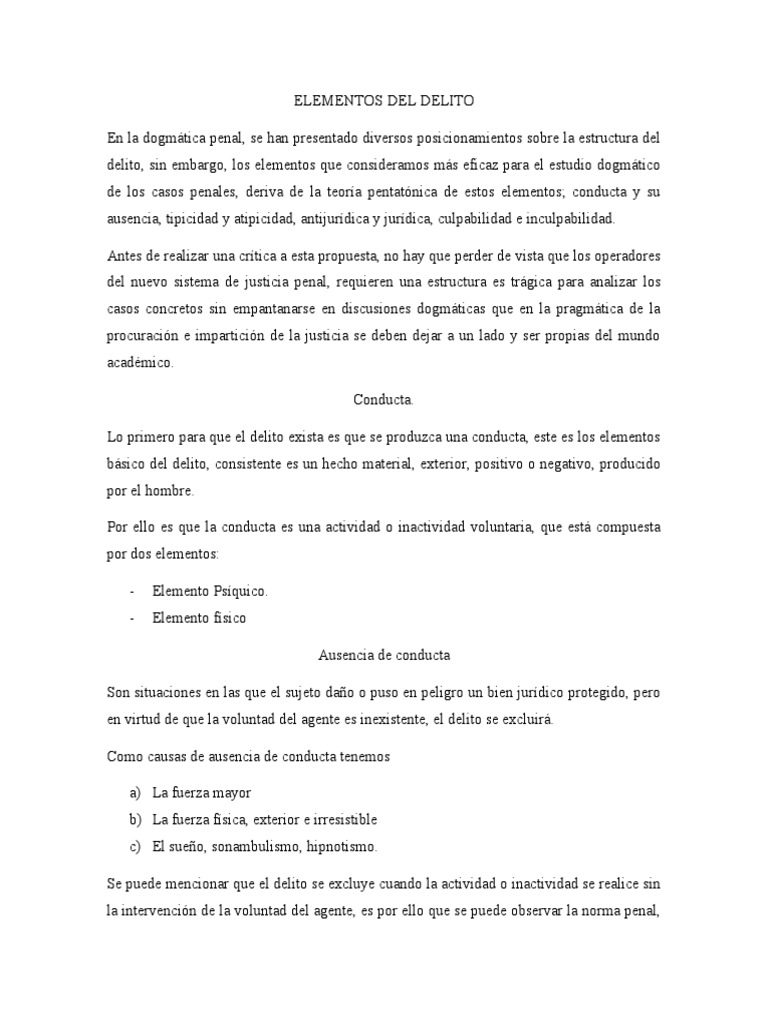 Elementos Del Delito | PDF | Derecho penal | Justicia penal