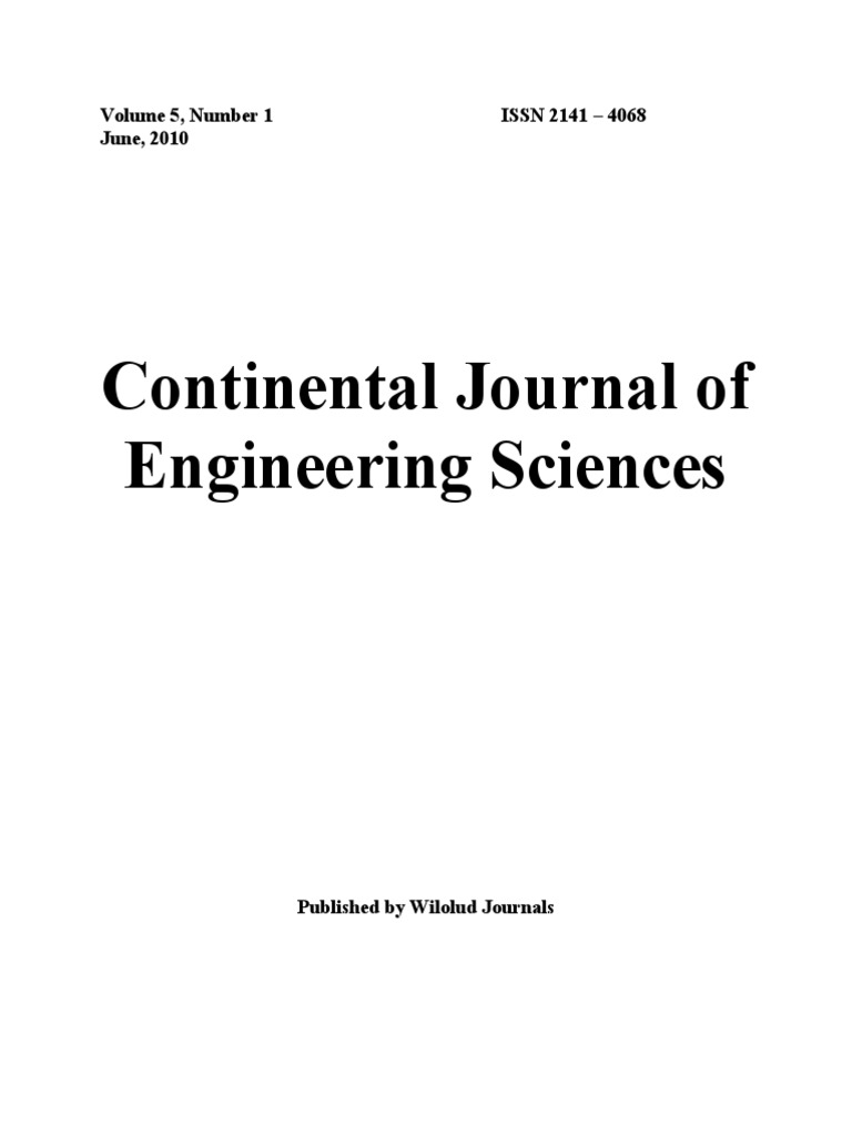 Continental Journal of Engineering Sciences - Table of Contents (Vol 5 ...