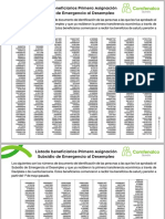 Listado de beneficiarios del subsidio de desempleo