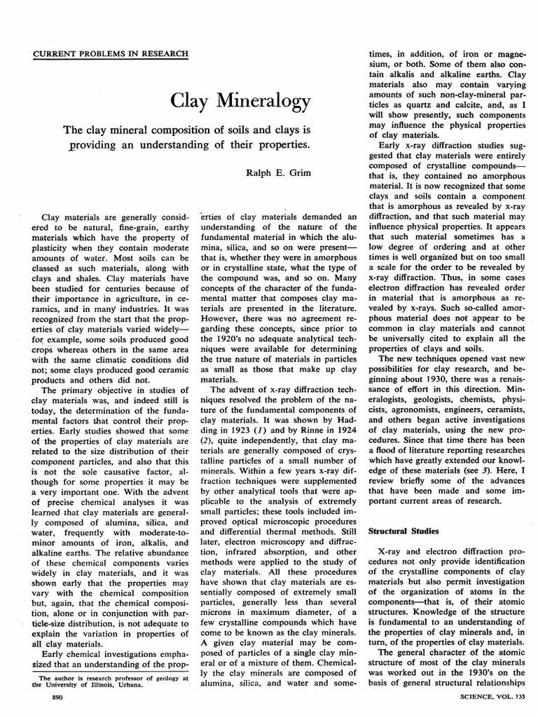 Advances in Clay Mineralogy Research | PDF | Clay | Minerals