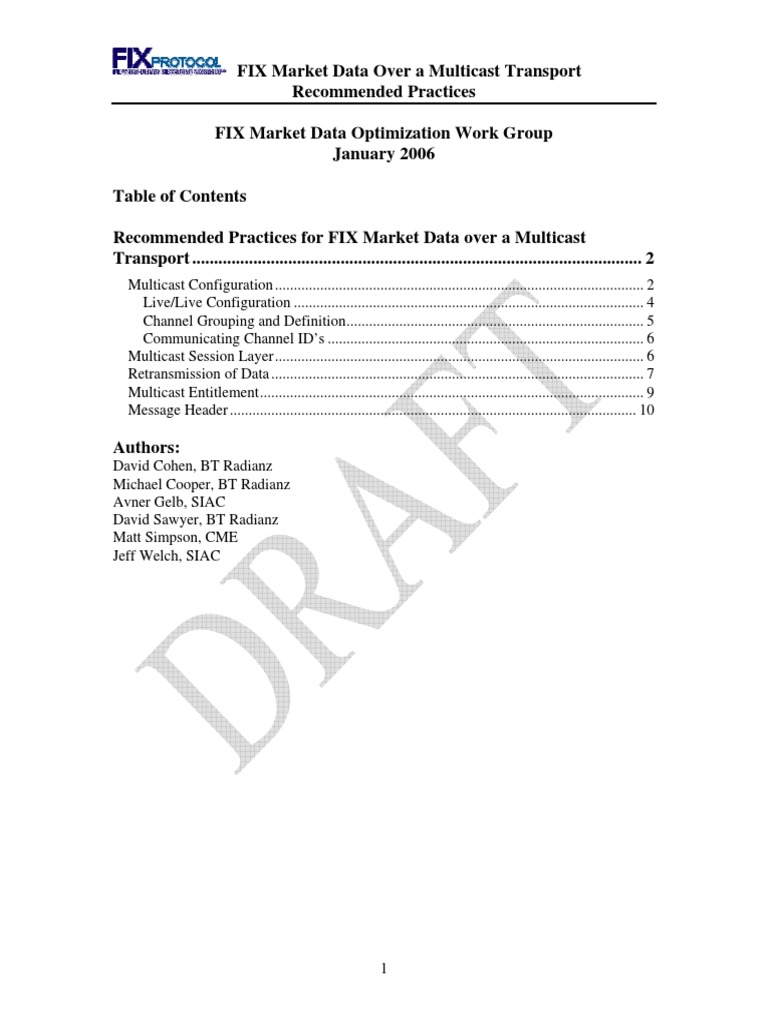 Optimizing FIX Market Data Distribution over Multicast Networks Practices for