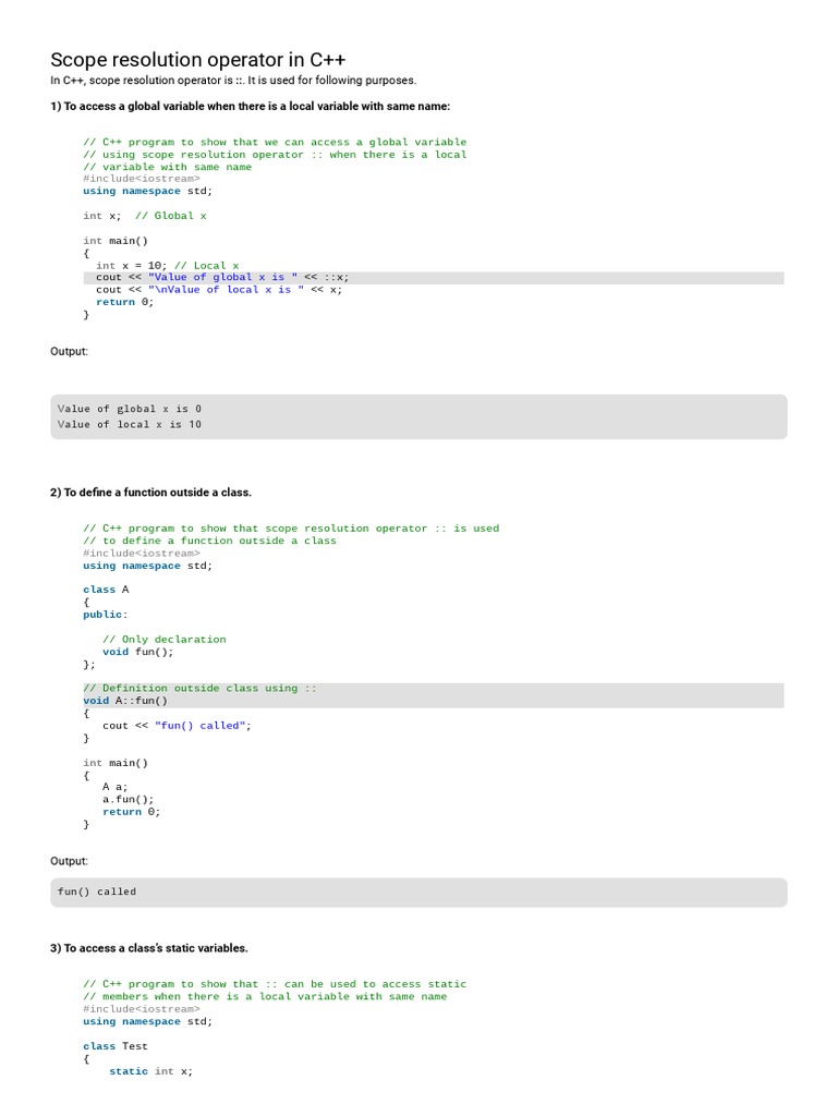 6.scope Resolution Operator in C++ | PDF | Scope (Computer Science) | C++