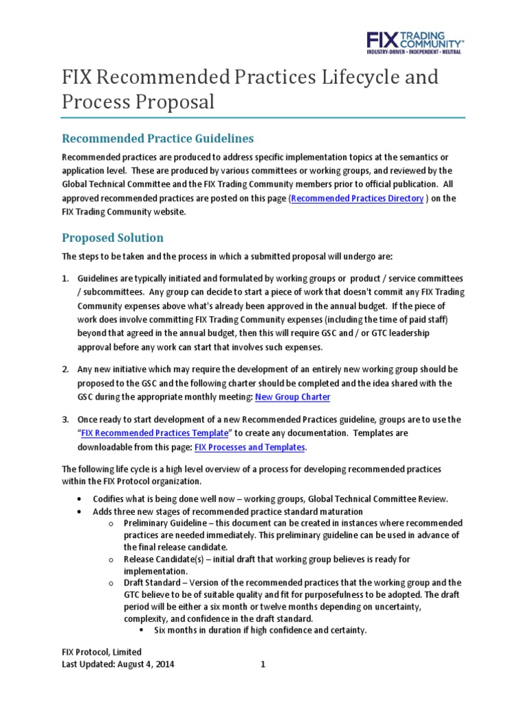 FIX Recommended Practices Lifecycle Guide | PDF | Product Lifecycle ...