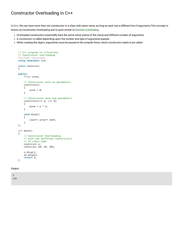 Constructor Overloading in C++