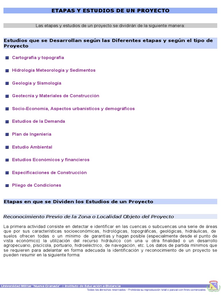Etapas y Estudios de Un Proyecto | PDF | Topografía | Entorno natural