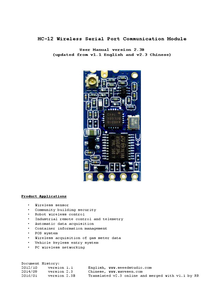 HC-12 Wireless Module User Manual | PDF | Computers